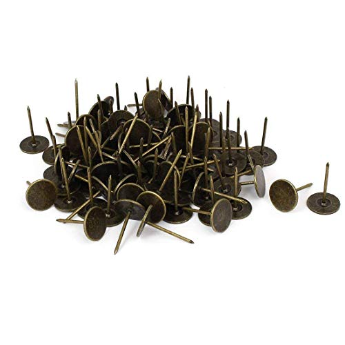 Sydien Flat Head Upholstery Tacks Home Furniture Decor Nail Bronze Tone 19mm Head Dia,31mm Height-100 Pcs - Thumbnail 3