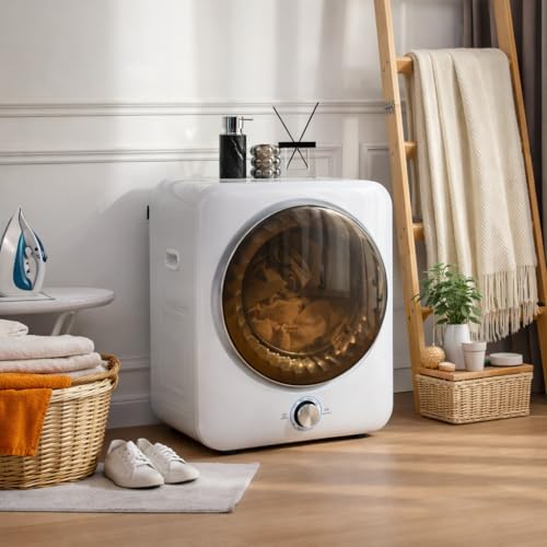 Merax Mini Sèche-linge 3 kg Évacuation d'air 1350 W Sèche-linge compact à condensation avec 8 programmes & capteur NTC, 65 dB silencieux, montage mural possible, double filtre, 53,5 × 42 × 65 cm