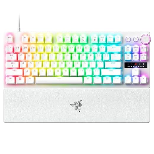Razer Huntsman V3 Pro Tenkeyless - Teclado óptico analógico para PC TKL (configurações integradas, roda multifuncional com 2 teclas dedicadas, teclas PBT) QWERTY US Layout | Branco