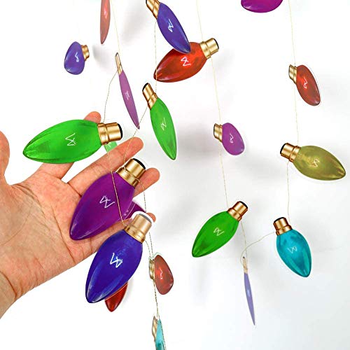 Cheerland Flat 2D Classic Colorful Light Bulb Garland Christmas Party Decoration Hanging Bulb Banner Full Color Streamer Backdrop For Birthday New Year Halloween Dancing Decor (Multi Color) #TOP2