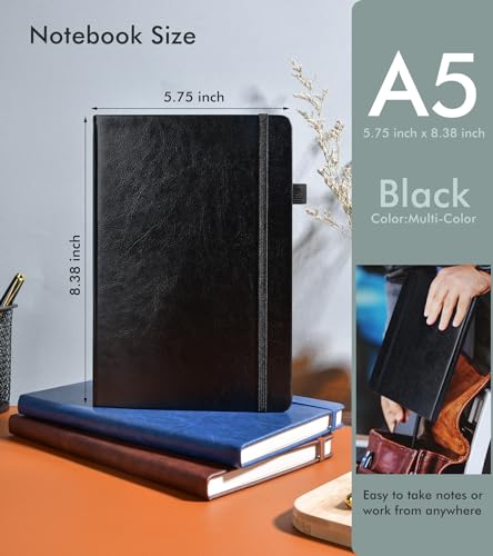 Carnet de notes A5 professionnel journal ligné travail affaires noir