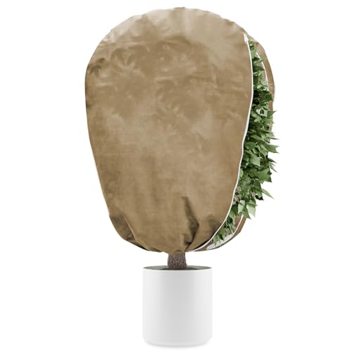 DEWUR 50g/m² Voile de protection hivernale pour plantes, plantes en bac, protection contre le gel, sac en toile de jute pour palmiers, tomates, citronnier, laurier-rose, plantes, palmier chanvre