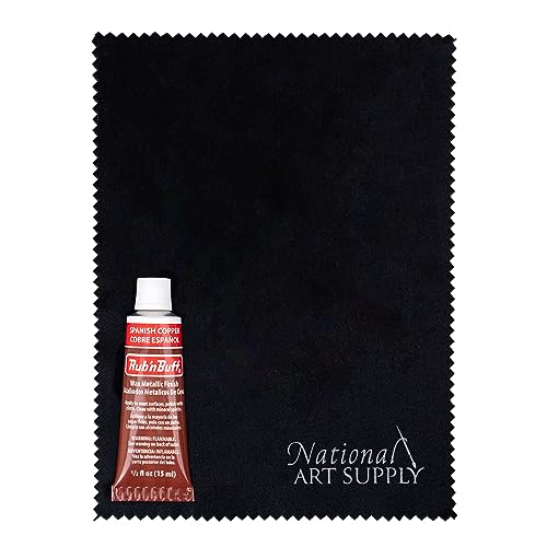 Amaco Rub and Buff Spanish Copper 0.5oz/15ml Gilding Wax & 5x7 Microfiber Cleaning Cloths - Microfiber Cloths for Smooth Metallic Finish - Rub n Buff Spanish Copper Wax - Wide Coverage & Waterproof