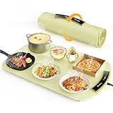 Warming Mat for Food - 8-Temp Electric Warmer Tray for Buffets, Parties with Child Lock & 4-Hour Auto Shut-Off, Easy to Clean for Baby Bottles, Thawing, Travel, Green
