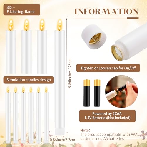 FillTouch 30 Pcs Gold Candlestick Holders with Flameless LED Candles Bulk Includes 15 Metal Candle Holders and 15 Battery Operated Taper Candles for Wedding Valentines Table Centerpieces Home Decor by FillTouch - Image 2
