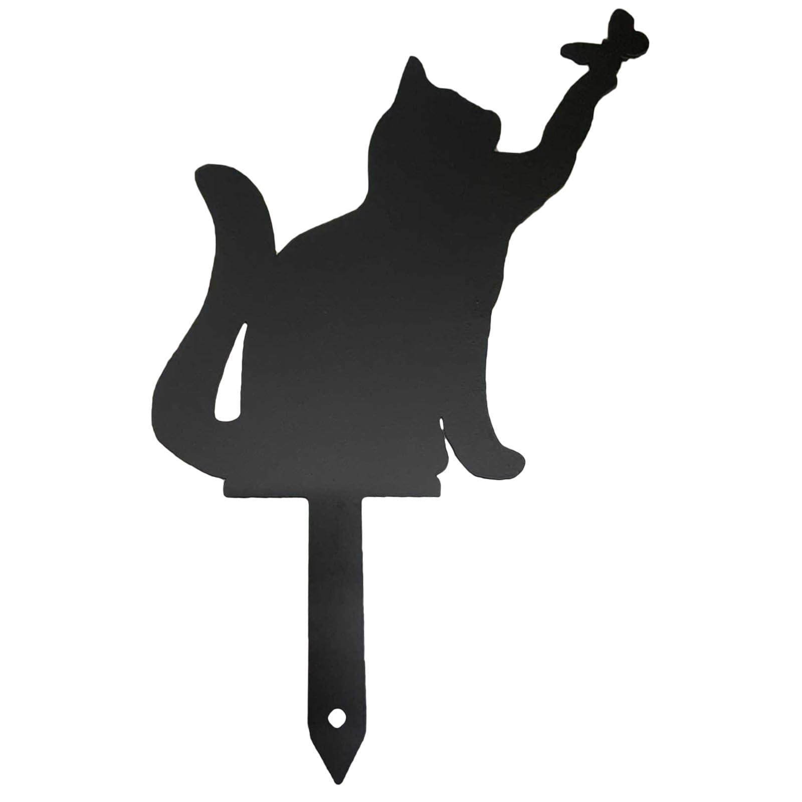 Décoration de jardin chat en métal noir pour parterres et étangs