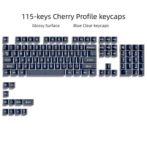 Image of dagaladoo Dark Blue Clear Keyboard keycaps,Transparent keycaps 60 75 100 Percent,Crystal Jelly Key Cap Set,Shine Through Key caps.,Cherry Profile Key caps for Mx Switches Mechanical Keyboard