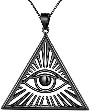 Besilver Astrological Symbol Necklace for Women Mens Pendant Sterling Silver/Gunmetal/18K Gold Plated/Eye of Evidence/Black Moon Cross/Pentagram/Peace Sign Necklace Wiccan Jewelry for Boys and Girls