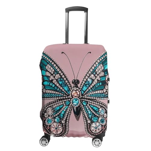 Carry on Luggage Cover Rhinestone Butterfly Suitcase Covers for Luggages Tsa Approved Travel Luggage Sleeve Protector Elastic Suitcase Protector Anti-Scratch Washable Fits 19-30 Inch Case -M