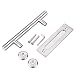 FaithLand 12" Heavy Duty Pull and Flush Door Handle Set, Stainless Steel Door Pull Handle, Barn Door Handle with Flush Pull, Two-Side Door Handle