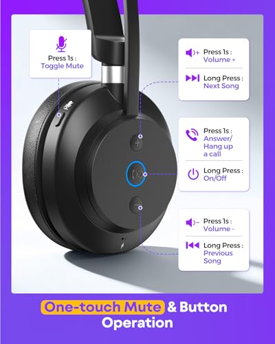 Image of Single Ear Wireless Headset with Mic, Bluetooth & USB Dongle for Office
