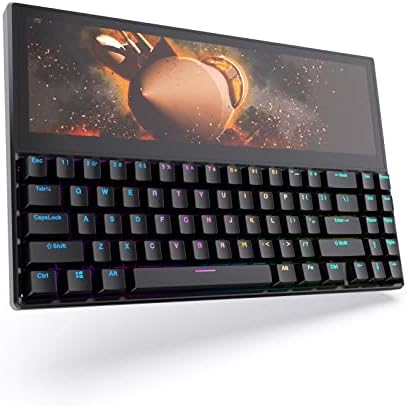 Fagomfer FICIHP K2 12.6" Touchscreen Gaming Mechanical Keyboard,71 Keys Portable USB Wired RGB Backlit Compact Keyboard,Plug and Play Multifunctional Split Screen Keyboard for Windows Mac Android