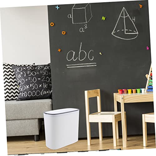 Caneca de basura rectangular blanca con tapa a presión miniatura 3