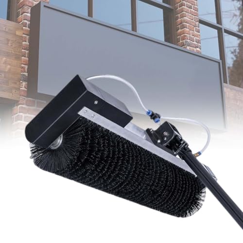 業務用ソーラークリーニングツール、11.4/18/24.6フィート延長アルミポール、電動ウォータースプレークリーニングローラーブラシ、角度調整可能、360°回転ブラシヘッド、有線-5.5m/18フィート,Dualuse-3.5m/11.4ft