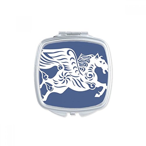 Miroir de maquillage carré motif animal cheval de Chine idée cadeau