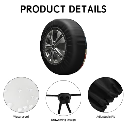 Image of American Flag Spare Tire Cover Bald Eagle Wheel Covers Waterproof Dust-Proof Universal 15 Inch Wheel Protectors Fit for RV Trailer Truck Jeep SUV Motor Travel Camper Tires