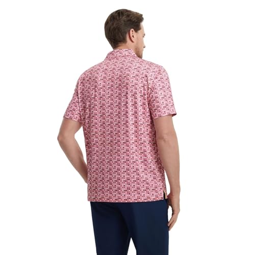 Image of M MAELREG Mens Golf Shirt Short Sleeve Dry Fit Print Moisture Wicking Performance Patterns Collared Polo Shirt