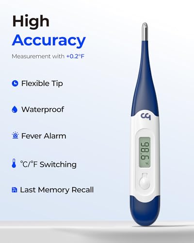 femometer Oral Thermometer for Adults and Kids, Fast Accurate Oral, Underarm & Rectal Digital Thermometer with Flexible Tip, Navy Blue - Thumbnail 2