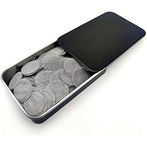 200 PCS 5/8 Pipe Screens, Stainless Steel Pipe Screen Filters 0.63 inch Metal Screens with Black Storage Box Cover
