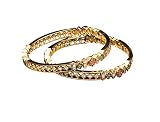 Gemsonclick Brazaletes de circonita cúbica con diamantes americanos para mujer, nuevo aspecto, diseño hecho a mano, joyería de moda étnica real antigua Kangan, Piedra, Circonita, rubí, esmeralda