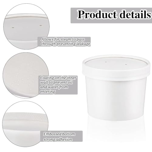 Image of 12 oz 50 Pack Paper Soup Cups with Lids, Paper Ice Cream Cups