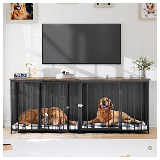 YITAHOME Large Double Dog Crate Furniture