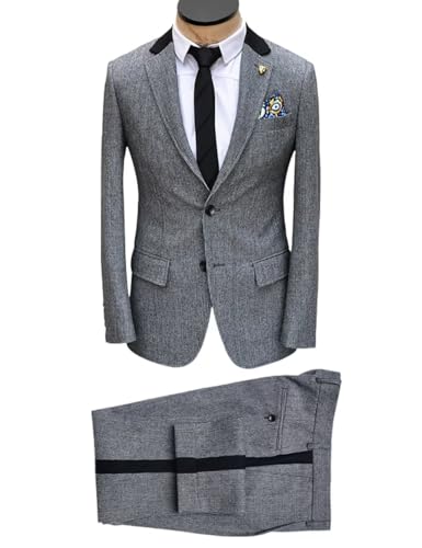Men's Houndstooth Blazer Pants Suit Set Contrast Collar 2 Piece Slim Fit Fall Spring Business Casual4