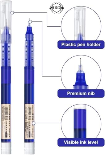 Image of Faded 6pcs 0.5mm Needle Tip Liquid Ink Rollerball Pens | Quick-Drying Smooth Writing Pens for School, Office, Journaling & Everyday Use (blue)