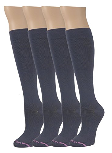 Dr. Motion 4 Pairs Graduated Compression Knee-hi Women's Socks (Grey)
