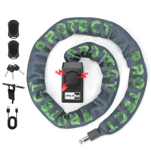 Image of Bike Chain Lock with Alarm E Scooter Lock Anti-Theft Alarm 110dB 4ft Security Heavy Duty with USB C Cable and 3 Keys for Bike /E Scooter /Motorcycle