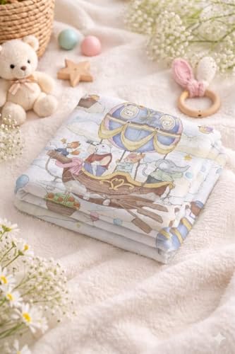 Image of Kassy Pop Printed 6 Layer Bamboo Muslin Blanket Cum Swaddling Towel for Baby | AC Quilt, Multi-Purpose Blanket | 70% Bamboo, 30% Cotton | 110cm x 110cm (Multicolor Print)