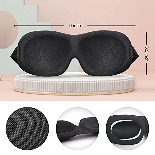 3D Contoured Night Sleep Eye Mask - For Travel Shift Work Naps Lightweight Comfortable & Super Soft Eye Mask With Adjustable Strap No Pressure Breathable Memory Foam On Your Eyeballs #TOP1