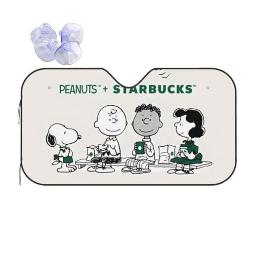 サンシェード スヌーピー アニメ 車 フロントサンシェード 遮光 断熱 カーシェード 日除け 紫外線対策 日除け折り畳み式 自動車 おしゃれ 車用品 130cmx70cm