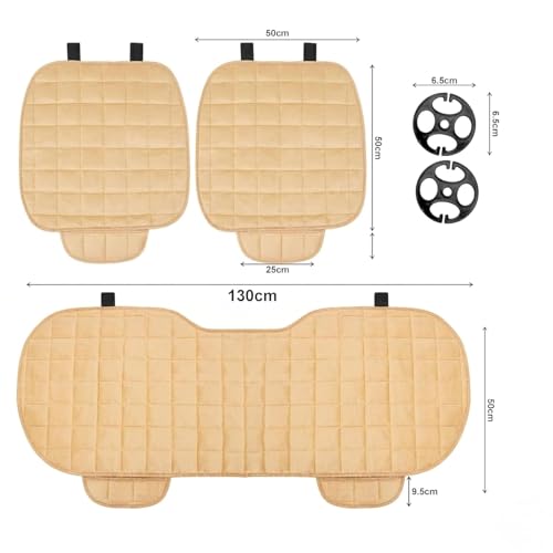 Image of Foam Car Seat Cushion Cover, Convertible Back Seat Extender & Travel Bed, Quilted Padded Seat Protector, Universal Fit for Most Cars, Non-Slip Seat Cushion (3Pcs Beige Cover)