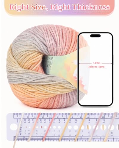 Image of Coopay Yarn for Crocheting Knitting, Gradient Cake Yarns, 2 x 3.53oz - 240yds - 50% Cotton 50% Acrylic Ombre Yarns, Crochet Yarn for Blankets, Shawls, Scarves (105 Colorful Dream)
