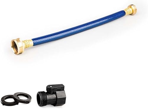 FangFarm Manguera de jardín para exteriores de  pulgada con válvula de cierre para césped, manguera de agua flexible, duradera y a prueba de fugas,