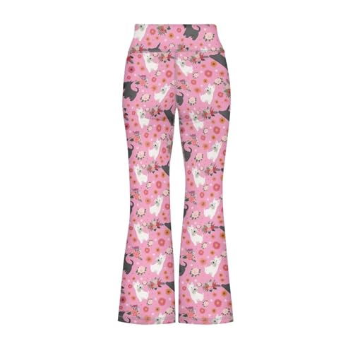 Girl's Flare Leggings High Waisted Yoga Pants Stretchy Full-Length Bootcut Pants Lightweight Tights for Kids 5-12Y3