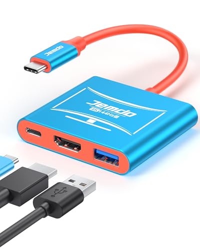 JEMDO Switch 2 Dock for TV (V21.2.0), 4K@144Hz HDR, HDMI 2.1 USB-C Adapter with 48Gbps, USB 3.2 & PD 100W Fast Charging Portable Travel Dock, Compatible with Nintendo Switch 2 / OLED / 2017