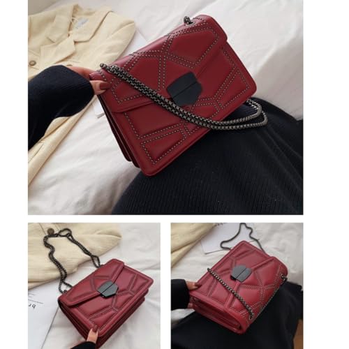 Women's Shoulder Bag Rivet Chain Detailing Crossbody Bag4