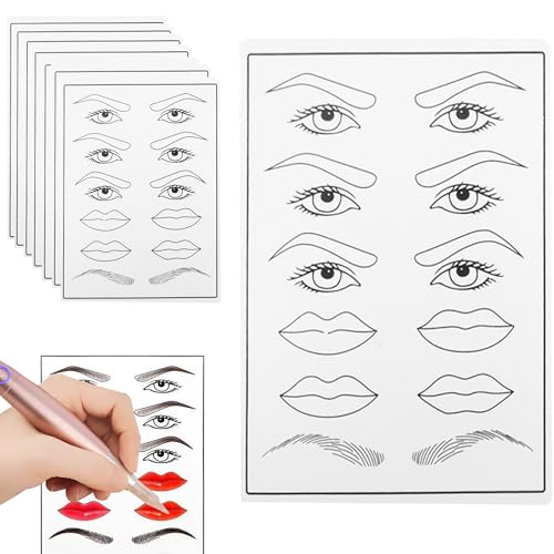 CINY 8 peças couro para tatuagem de sobrancelhas e lábios, pele de látex para prática de microfibra, pele artificial de imitação de couro para iniciantes, pele de dupla face para prática