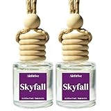 AirDrive Long Lasting Car Air Fresheners, Fragrance Oil Hanging Oil Diffuser With Wooden Cap, Non Toxic Rearview Mirror Car Accessory, Made in USA, Odor Eliminator For Car (Skyfall 2 Pack)