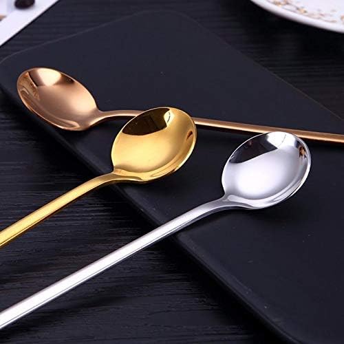 Spoons Electroplated Stainless Steel Coffee Spoon Can Be Used for Dining Table, Coffee Shop, Long Handle Teaspoon Hot Drink Tableware Size: 3 * 13cm (Color : D) (E)