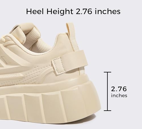 LUCKY STEP Women's Platform Fashion Sneakers Classic Tennis Faux Leather Low Top Casual Walking Shoes3