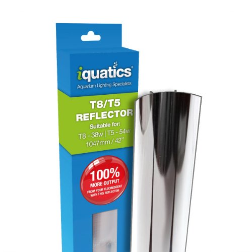 iQuatics T5/T8 Aluminium Reflector-Increased output by up to 100%, 54W T5 / 38W T8, Single