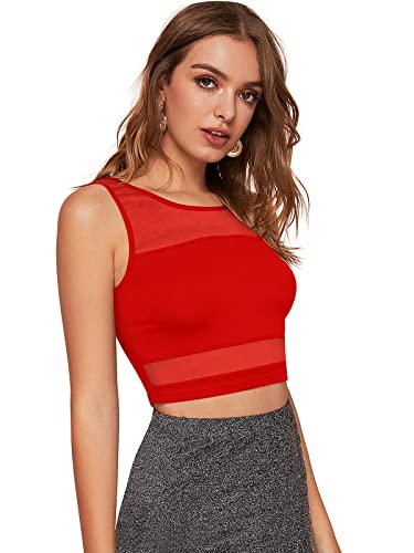 Image of LONDON BELLY Women's Polyester Crop Top with Round Neck Sleeveless Solid Pattern and Crop Length | Womens Crop Tops | Summer Fashion Top Stylish Look