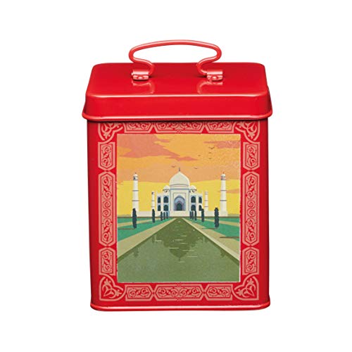 KitchenCraft World of Flavours Airtight Metal Food Storage Container, 11 x 11 x 14 cm (4.5 x 4.5 x 5.5) - Red