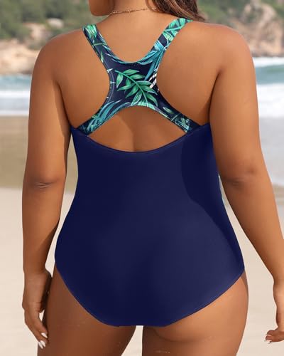 Image of Aqua Eve Plus Size Swimsuits Athletic One Piece Bathing Suit for Women Tummy Control Slimming Swimwear