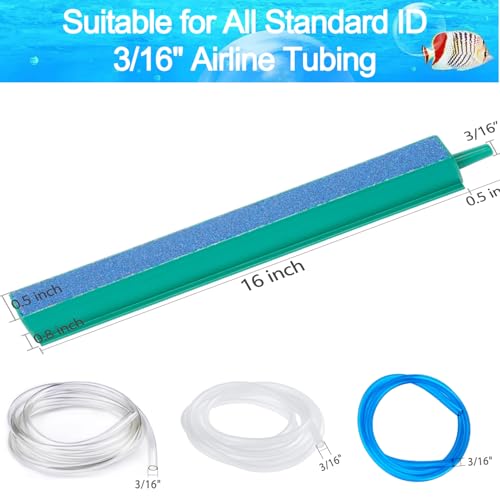 Image of 16 Inch Aquarium Air Stones Bar - Air Stone Kit with 5 Pcs Square Oxygen Diffuser Long Bubble Release Mineral Airstones for Fish Tank Pumps DWC Bucket Reservoir Pond