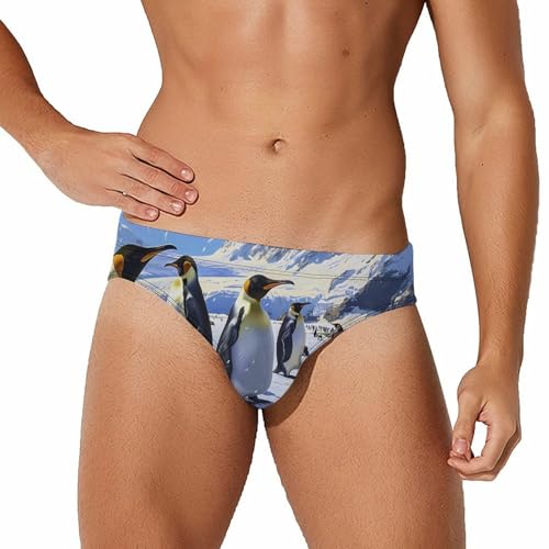 King Penguins Novelty Men's Swimming Brief Swimwear Pants Trunks Beach Shorts Underwear