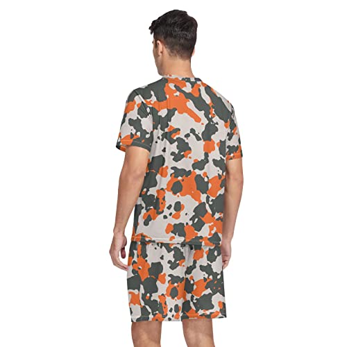 Men Short Pajama Set, 2PCs Sleepwear Top & Bottom PJ Set with Pockets(S-2XL)2